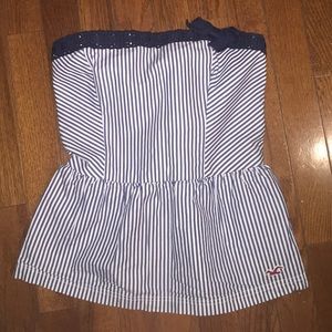 Navy and White striped tube top with bow
