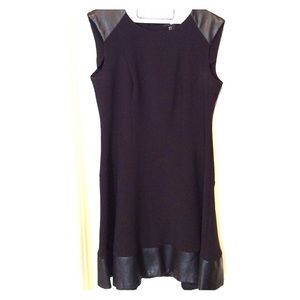 H&M Black Cocktail Dress/ Faux Leather Trim