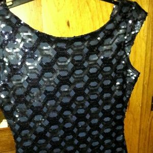 Navy Blue Sequined Dress