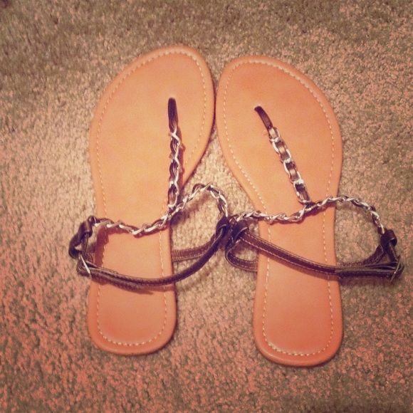 Size 7/8 Brown Flip Flops - Only Worn Once!
