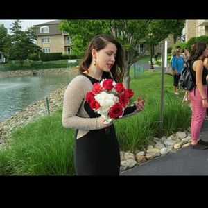 Black Long Sleeved Prom Dress