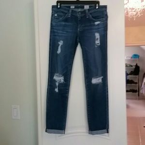 AG stilt roll up distressed jeans