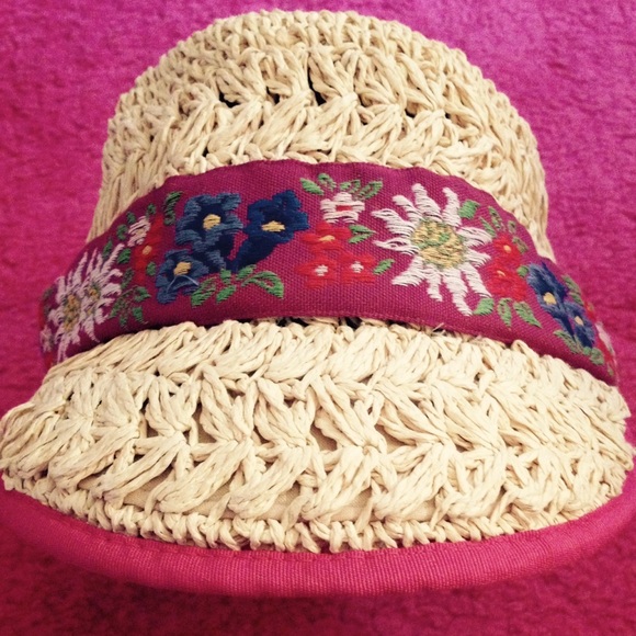 Straw Hat with Floral Band - Picture 2 of 3