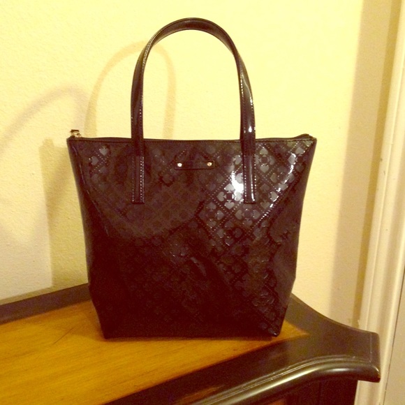 Black patent kate spade tote