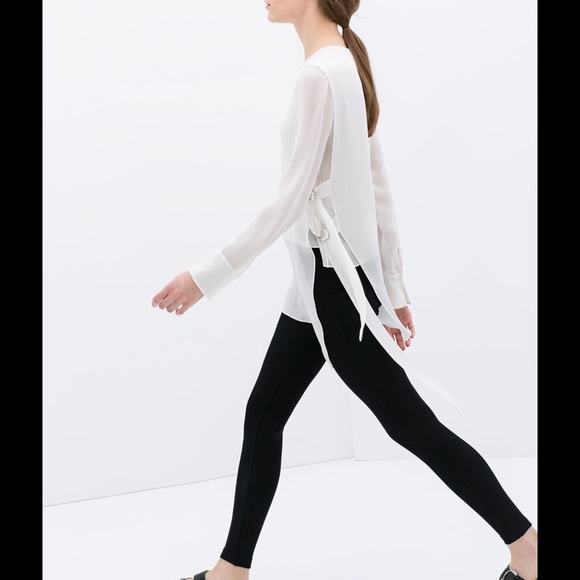NWT Zara White Studio top w/ buckles L