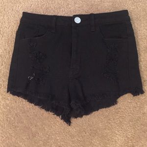 Black high wasted shorts
