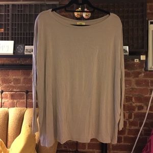 taupe, long sleeved piko top (medium)