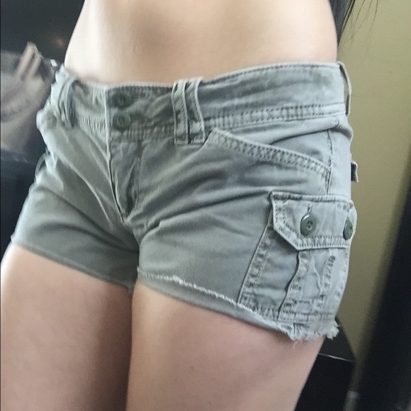Army Green Cargo Mini Shorts