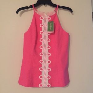 Lilly Pulitzer Annabelle Top in Hotty Pink Sz 2