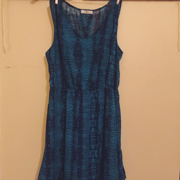 Pretty blue dress with a tribal pattern open back