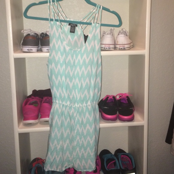 Blue chevron printed romper