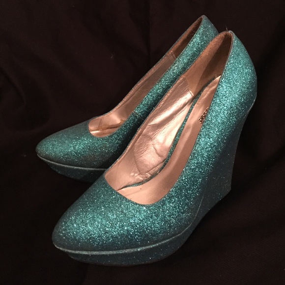 Blue Glitter Wedges