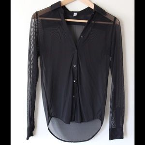 AA Nylon Spandex Micro-Mesh Long Sleeve Button-Up