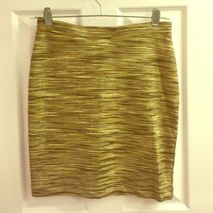 Above the knee skirt in gold tones