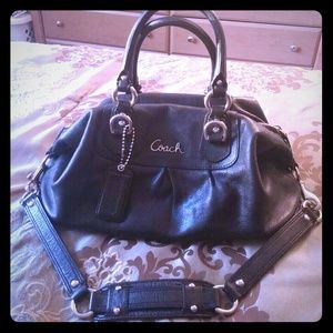 Black leather Coach purse.