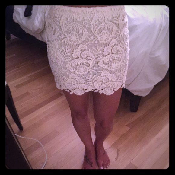 Tan lace skirt