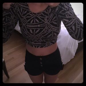 Forever 21 tan and black crop top never worn!