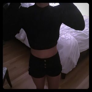 Forever 21 black turtle neck crop top