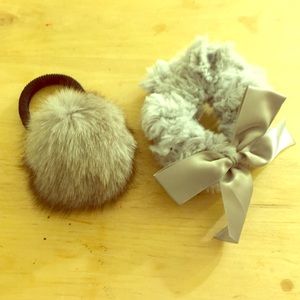 Two fluffy hair ties