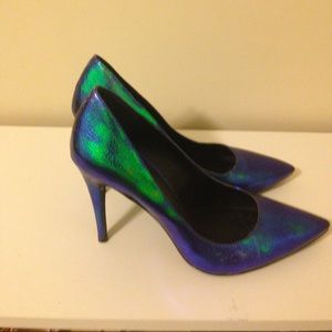BCBG Metallic Blue Pumps
