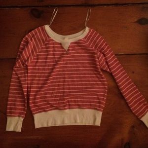 dark orange and cream crew neck sweater