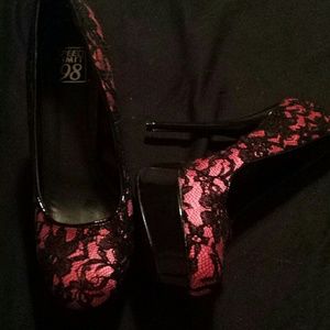 Pink lace heels