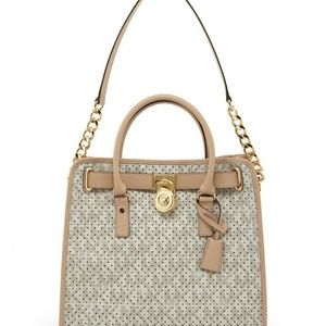 Micheal Kors Perforated Hamilton Tote - Vanilla