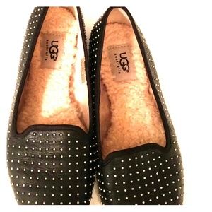 Ugh black flats with sliver size 7