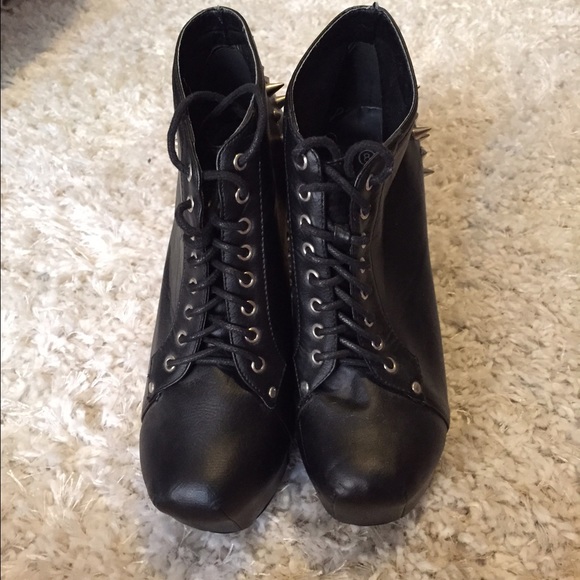 Chunky heeled spiked boots