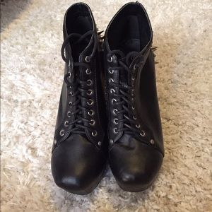 Chunky heeled spiked boots