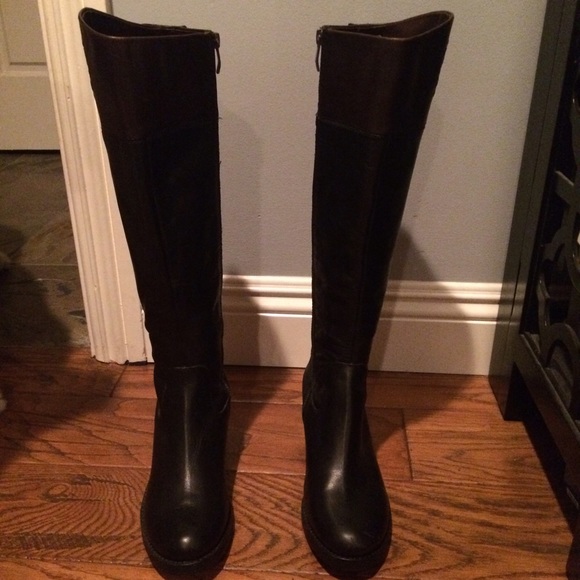 Vince Camuto Black and Brown Riding Boots