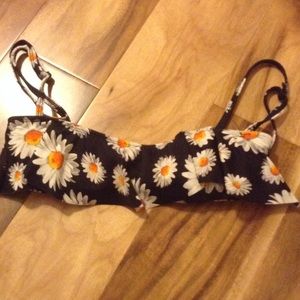 Black sunflower bikini top