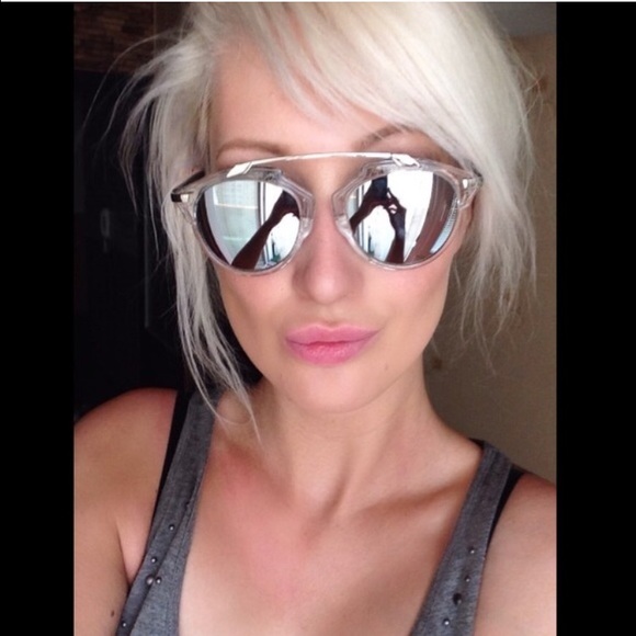 Accessories - Silver Mirror Lens Clear/Silver Frame Sunglasses
