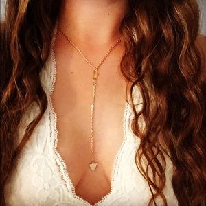 Gold bar and triangle necklace