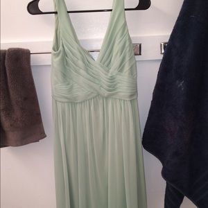 David's Bridal F16007 bridesmaid's dress. Meadow.
