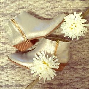 Silver Leather Ankle Booties