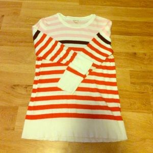 Pink, Orange, White and Navy striped sweater