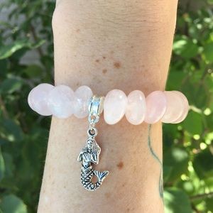 Rose Quartz & Charm Stretchy Bracelet