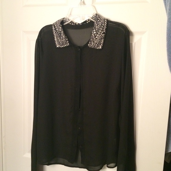 Black long sleeved sheer top !