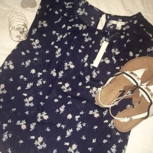 Navy floral LC Lauren Conrad top