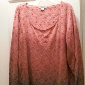 Plus Size Cotton Ombre Medallion Print Shirt
