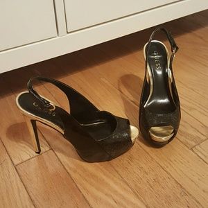 Black & Gold Guess Heels