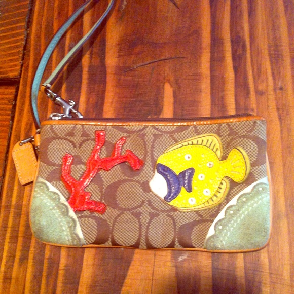 Coach Underwater Sea logo wristlet wallet bag