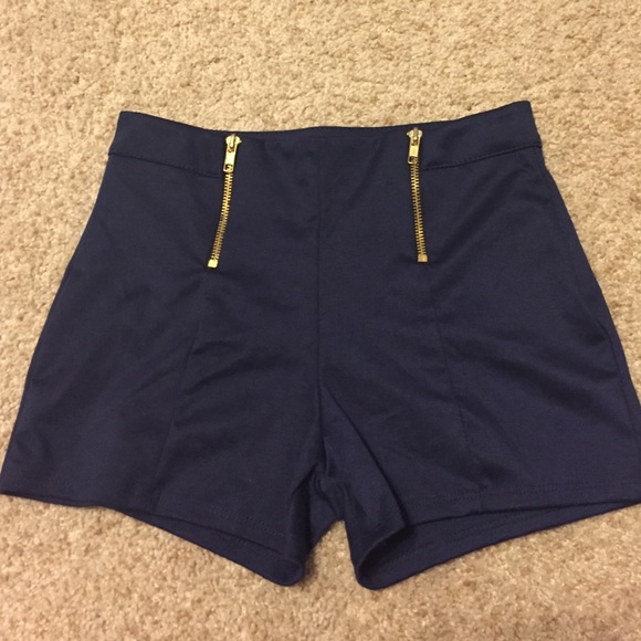 navy high waisted shorts