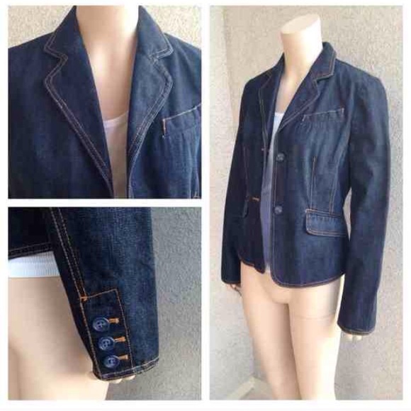 Denim Blazer with Classic Stitch and Detail - Picture 1 of 4