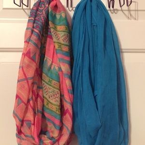 Multi-Colored Tribal Print/Bright Blue Scarf
