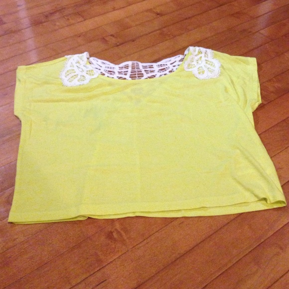 Yellow Crochet Back Top