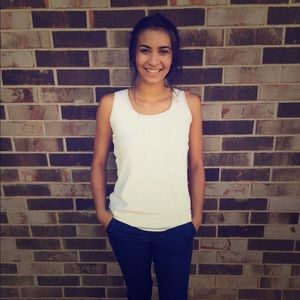 Sequined white tank