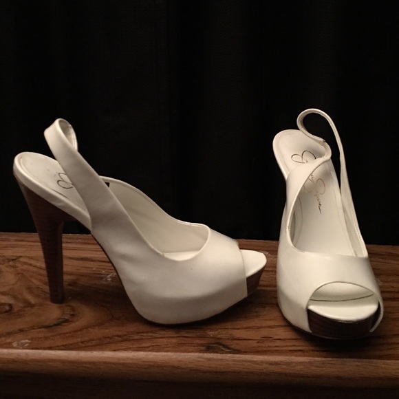 White Jessica Simpson 4" heels