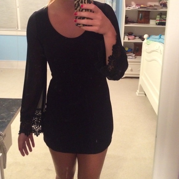 Black lace sleeve dress